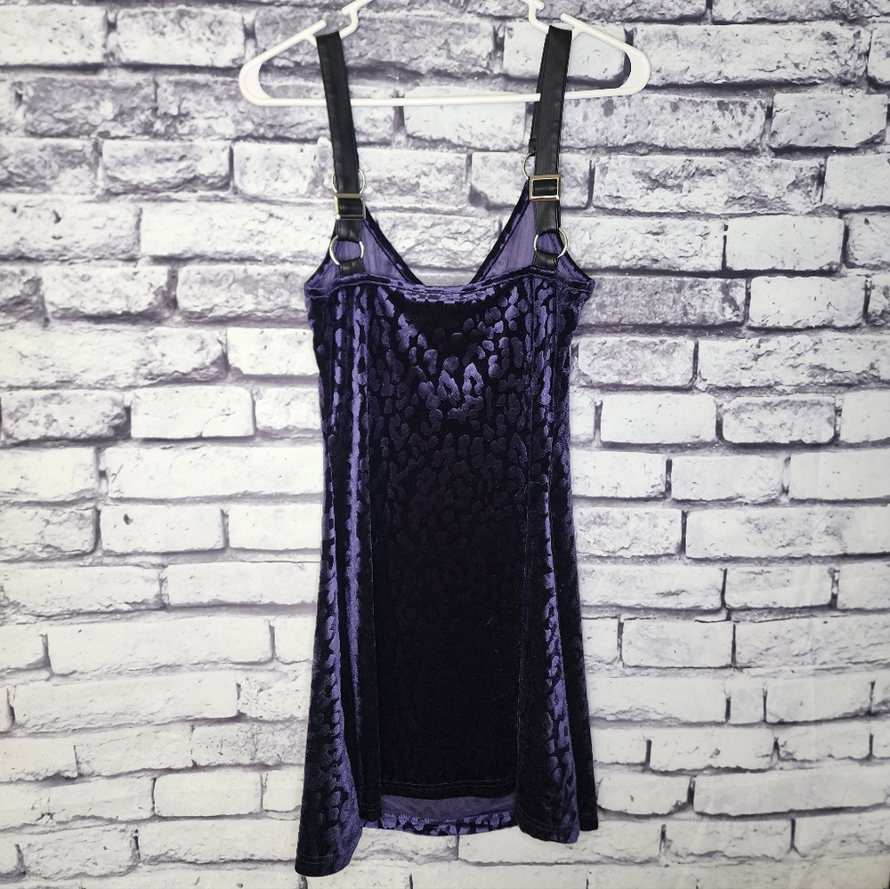Killstar 'Cool Cat' Plum/Purple Velvet Leopard Print Dress -S - Picture 5 of 7